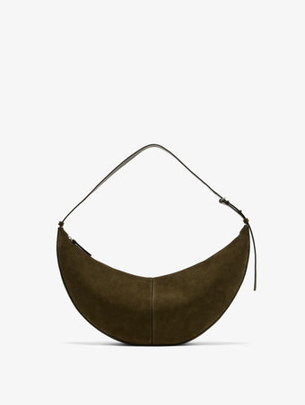 Proenza Schouler Front image of Hobo Slide Bag in Soft Suede in Olive