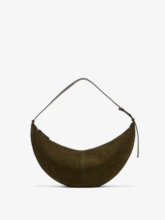 Proenza Schouler Front image of Hobo Slide Bag in Soft Suede in Olive