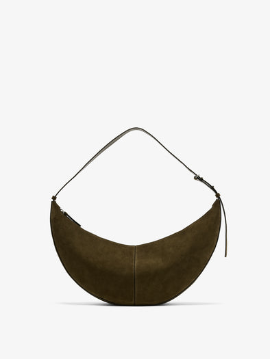 Proenza Schouler Front image of Hobo Slide Bag in Soft Suede in Olive