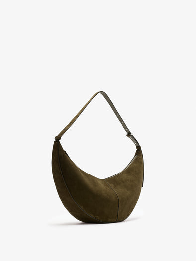 Proenza Schouler Side image of Hobo Slide Bag in Soft Suede in Olive