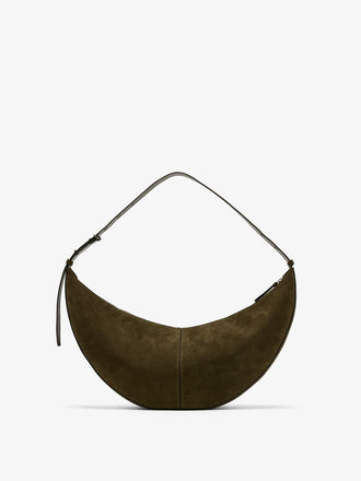Proenza Schouler Back image of Hobo Slide Bag in Soft Suede in Olive