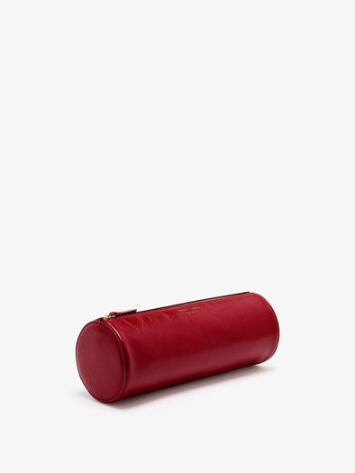 Proenza Schouler Side image of Silo Clutch in Shiny Calf in Red
