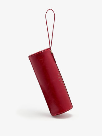 Proenza Schouler Front image of Silo Clutch in Shiny Calf in Red standing vertically