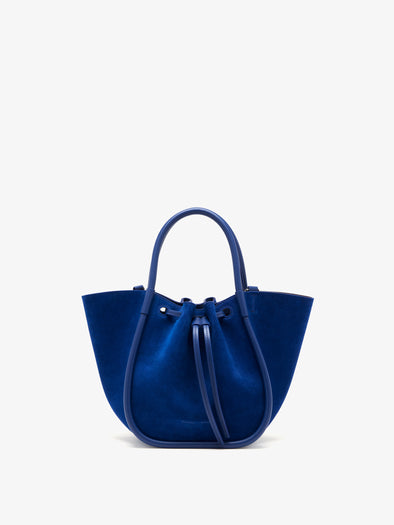 Proenza Schouler Front image of Small Ruched Tote in Soft Suede in Cobalt