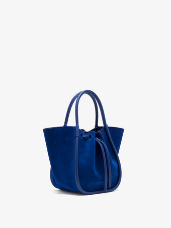 Proenza Schouler Side image of Small Ruched Tote in Soft Suede in Cobalt