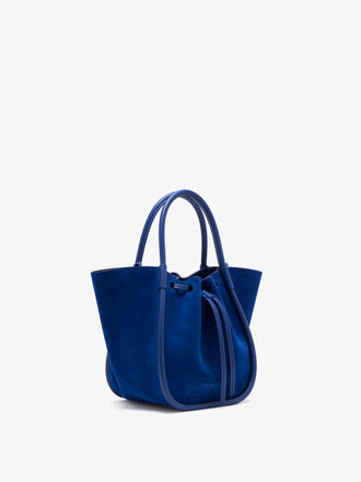 Proenza Schouler Side image of Small Ruched Tote in Soft Suede in Cobalt