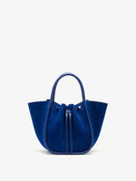 Proenza Schouler Back image of Small Ruched Tote in Soft Suede in Cobalt