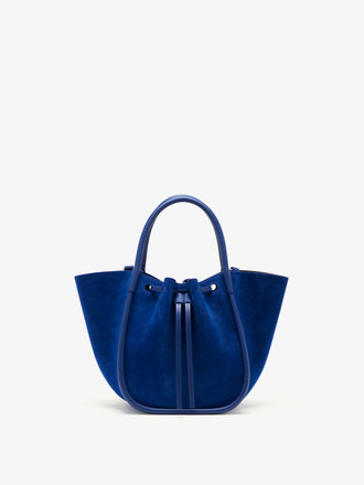 Proenza Schouler Back image of Small Ruched Tote in Soft Suede in Cobalt
