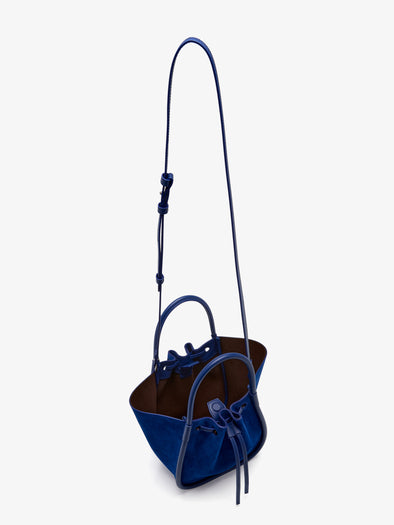 Proenza Schouler Aerial image of Small Ruched Tote in Soft Suede in Cobalt
