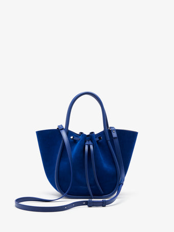 Proenza Schouler Front image of East West Chelsea Tote in Pebbled Calf in Soft White with strap extended