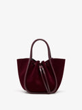 Proenza Schouler Front image of Small Ruched Tote in Soft Suede in Oxblood