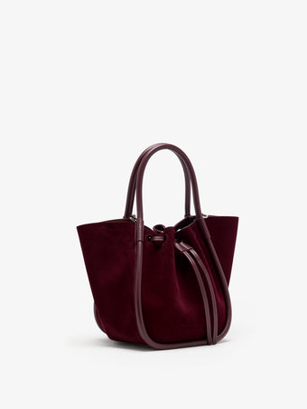 Proenza Schouler Side image of Small Ruched Tote in Soft Suede in Oxblood