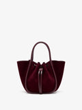 Proenza Schouler Back image of Small Ruched Tote in Soft Suede in Oxblood