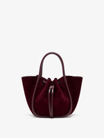 Proenza Schouler Back image of Small Ruched Tote in Soft Suede in Oxblood