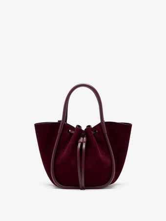 Proenza Schouler Back image of Small Ruched Tote in Soft Suede in Oxblood
