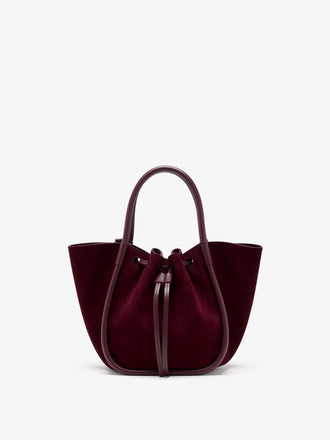 Proenza Schouler Back image of Small Ruched Tote in Soft Suede in Oxblood