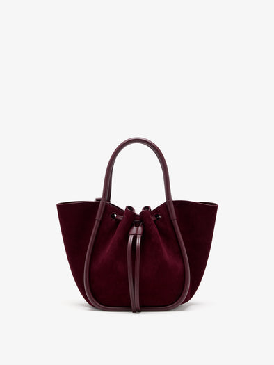 Proenza Schouler Back image of Small Ruched Tote in Soft Suede in Oxblood