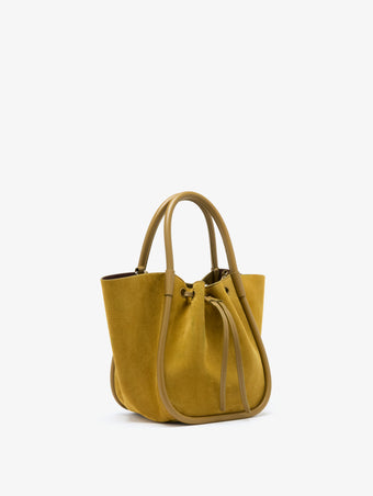 Proenza Schouler Side image of Small Ruched Tote in Soft Suede in Dijon