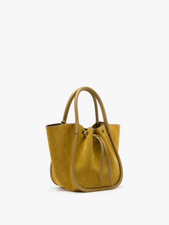 Proenza Schouler Side image of Small Ruched Tote in Soft Suede in Dijon