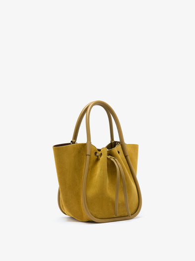 Proenza Schouler Side image of Small Ruched Tote in Soft Suede in Dijon