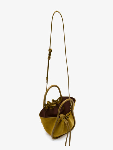 Proenza Schouler Aerial image of Small Ruched Tote in Soft Suede in Dijon