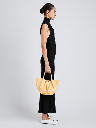 Proenza Schouler Image of model wearing Small Ruched Tote in Birch