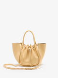 Proenza Schouler Front image of Small Ruched Tote in Birch with strap extended