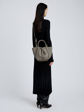 Proenza Schouler Image of model wearing Small Ruched Tote in Slate