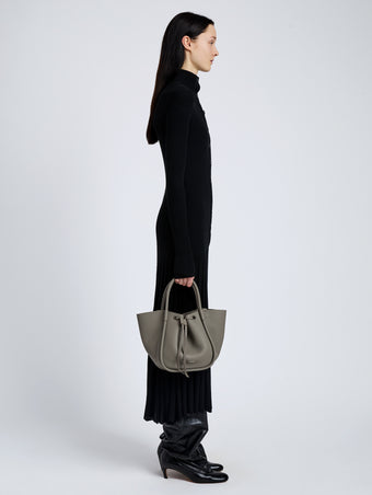 Proenza Schouler Image of model wearing Small Ruched Tote in Slate