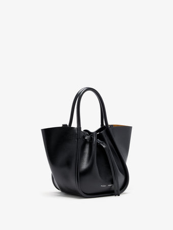 Proenza Schouler Side image of Small Ruched Tote in Soft Shiny Calf in Black