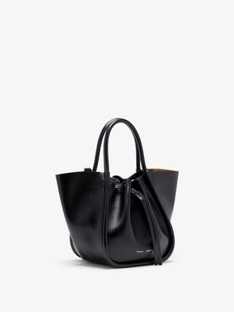 Proenza Schouler Side image of Small Ruched Tote in Soft Shiny Calf in Black