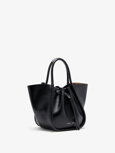 Proenza Schouler Side image of Small Ruched Tote in Soft Shiny Calf in Black