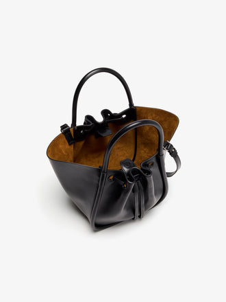Proenza Schouler Aerial image of Small Ruched Tote in Soft Shiny Calf in Black
