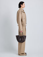 Proenza Schouler Image of model wearing Small Ruched Tote in Espresso