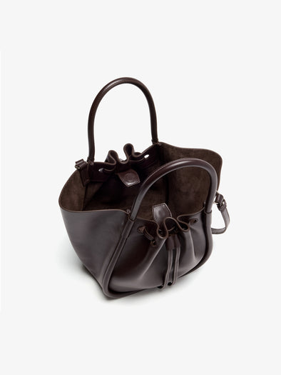 Proenza Schouler Aerial image of Small Ruched Tote in Espresso