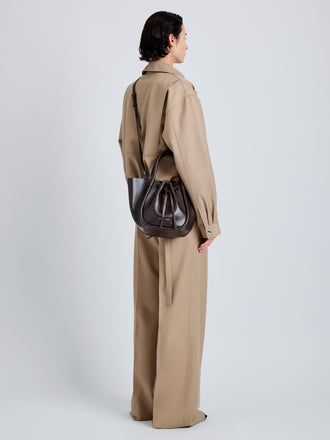 Proenza Schouler Image of model wearing Small Ruched Tote in Espresso