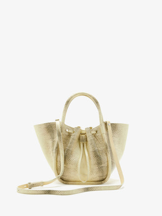 Proenza Schouler Front image of East West Chelsea Tote in Pebbled Calf in Soft White with strap extended