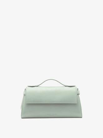 Proenza Schouler Front image of Tate Clutch with Strap in Smooth Calf in Stone Blue