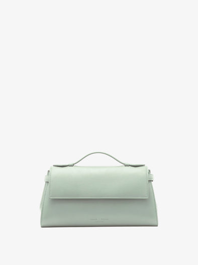 Proenza Schouler Front image of Tate Clutch with Strap in Smooth Calf in Stone Blue