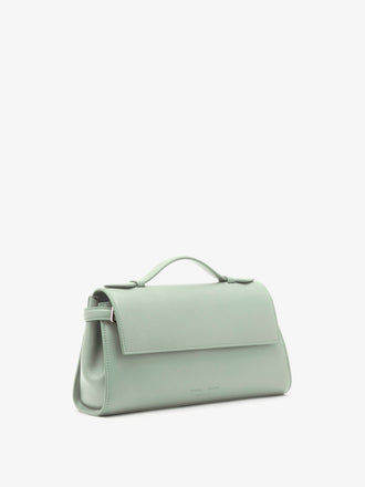 Proenza Schouler Side image of Tate Clutch with Strap in Smooth Calf in Stone Blue