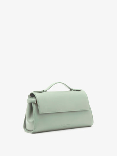 Proenza Schouler Side image of Tate Clutch with Strap in Smooth Calf in Stone Blue