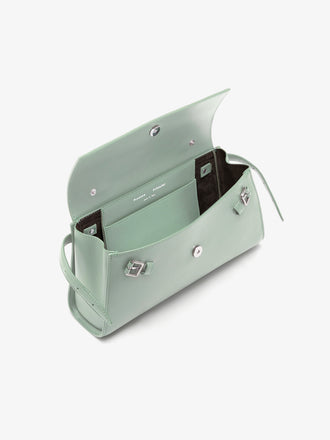 Proenza Schouler Aerial image of Tate Clutch with Strap in Smooth Calf in Stone Blue