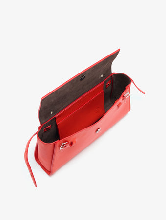 Proenza Schouler Aerial image of Tate Clutch with Strap in Smooth Calf in Vermillion