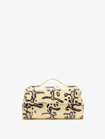 Proenza Schouler Front image of Tate Clutch with Strap in Ball Python in Resin Multi