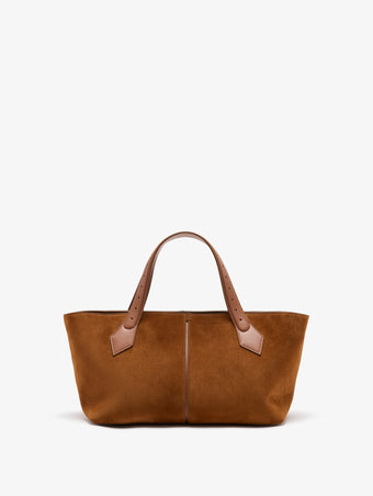 Proenza Schouler Front image of East West Chelsea Tote in Soft Suede in Saddle