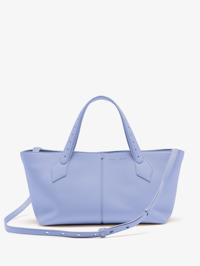 Proenza Schouler Front image of East West Chelsea Tote in Pebbled Calf in Wisteria with Strap Extended