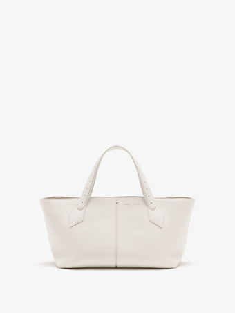 Proenza Schouler Front image of East West Chelsea Tote in Pebbled Calf in Soft White