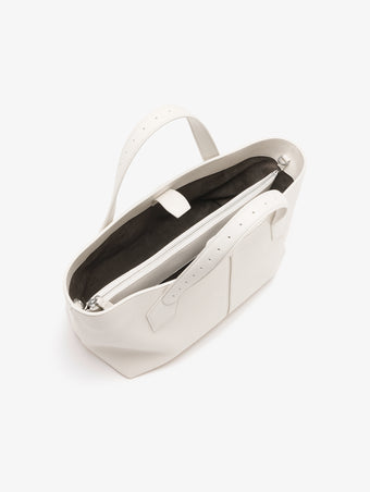 Proenza Schouler Aerial image of East West Chelsea Tote in Pebbled Calf in Soft White