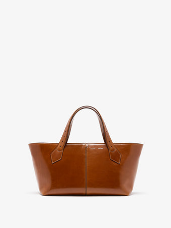 Proenza Schouler Front image of East West Chelsea Tote in Soft Veg Calf in Saddle