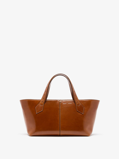Proenza Schouler Front image of East West Chelsea Tote in Soft Veg Calf in Saddle
